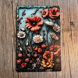 Wall Hanging Sign Metal Sign Flowers Poppy Daisy Daisies Gift NEW FAST SHIP